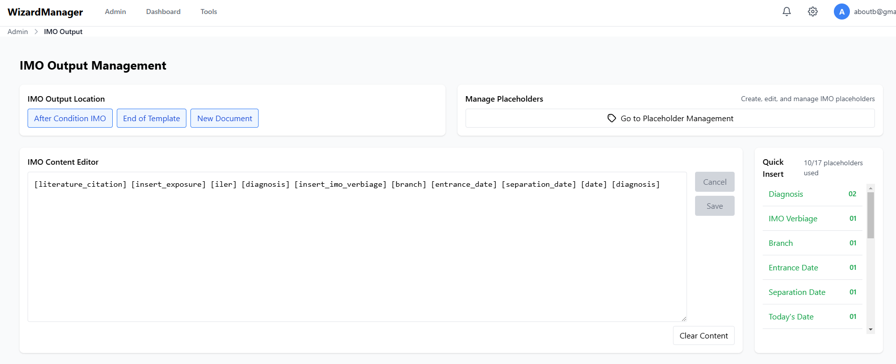 Output Management Interface